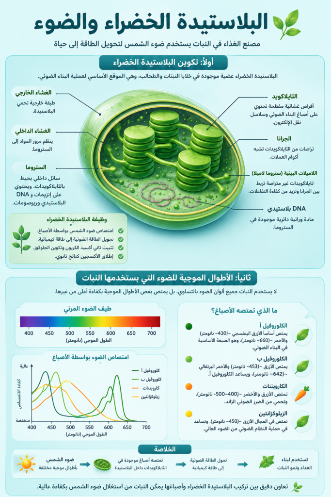 تركيب البلاستيدة والأطوال الموجية