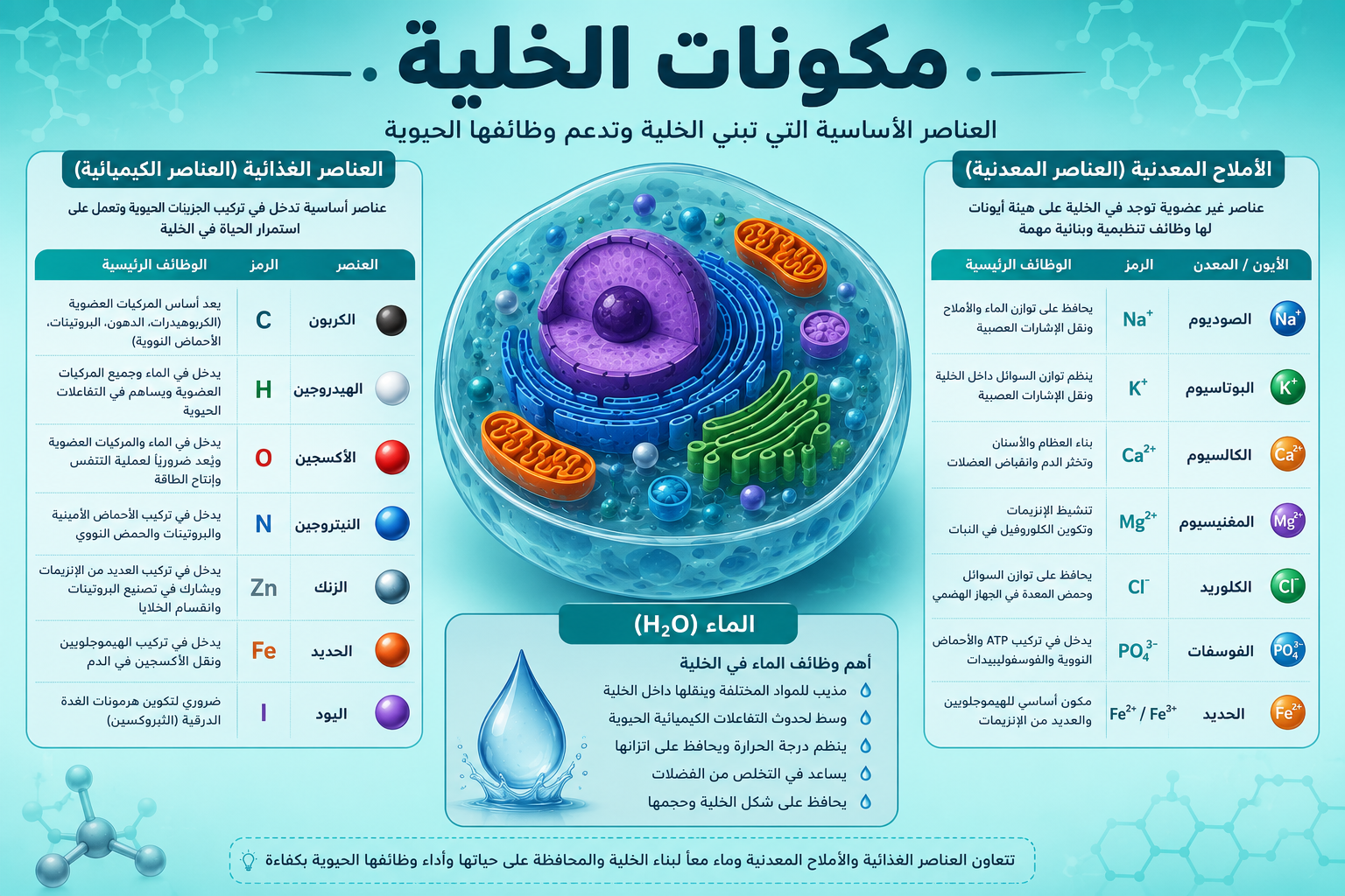 بارزة املاح عناصر ماء