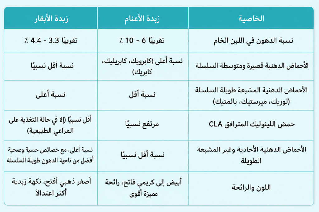 مقارنة الزبدة